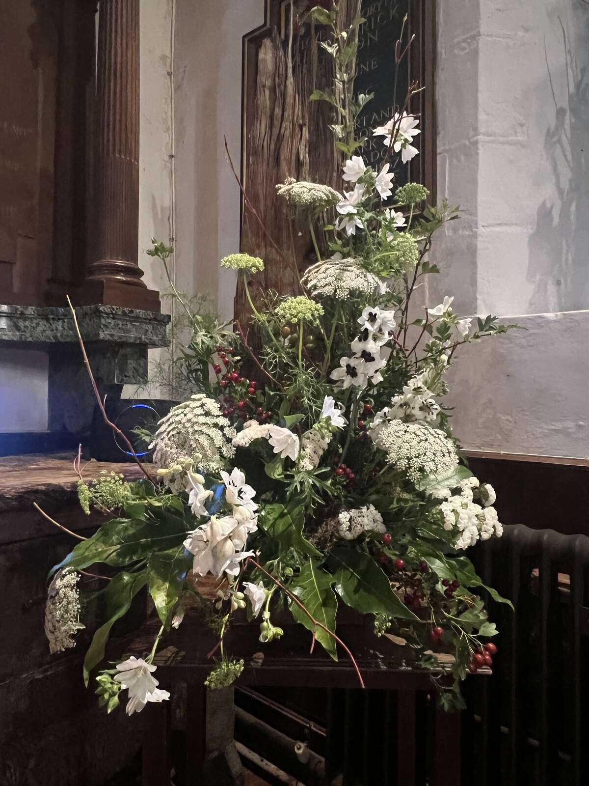Natural eco-friendly sympathy tribute with white flowers