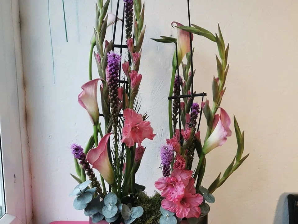 Tall pink and purple statement display