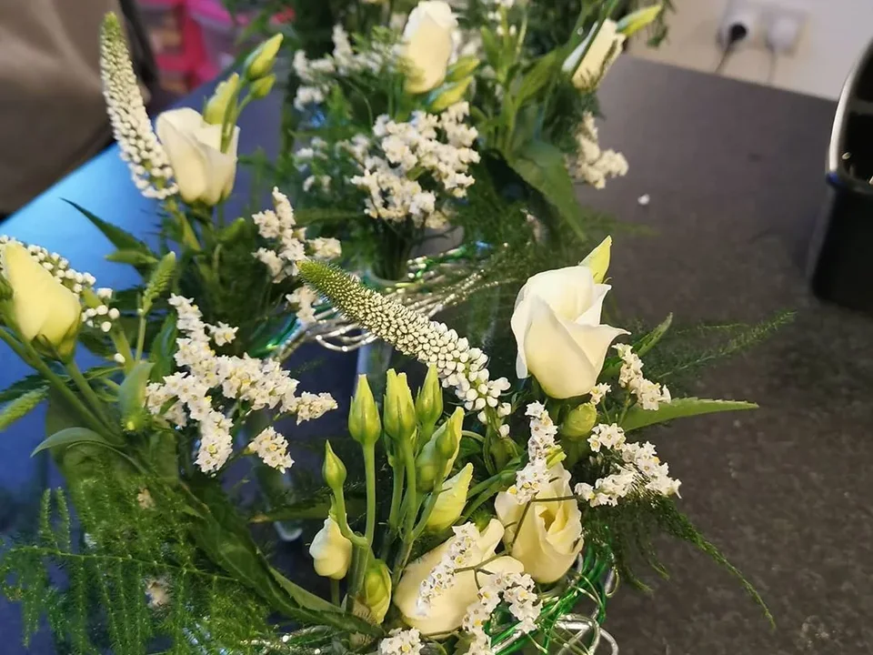 Large white and green event flowers