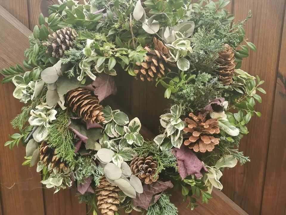 Natural pinecone and foliage wreath