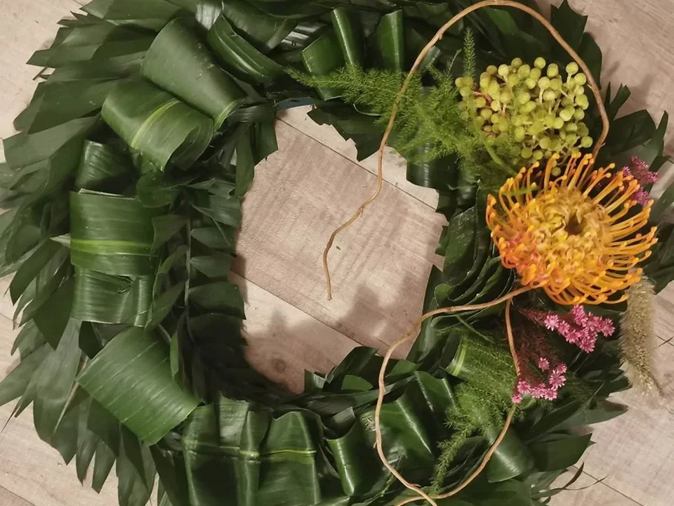 Sculptural folded-leaf arrangement
