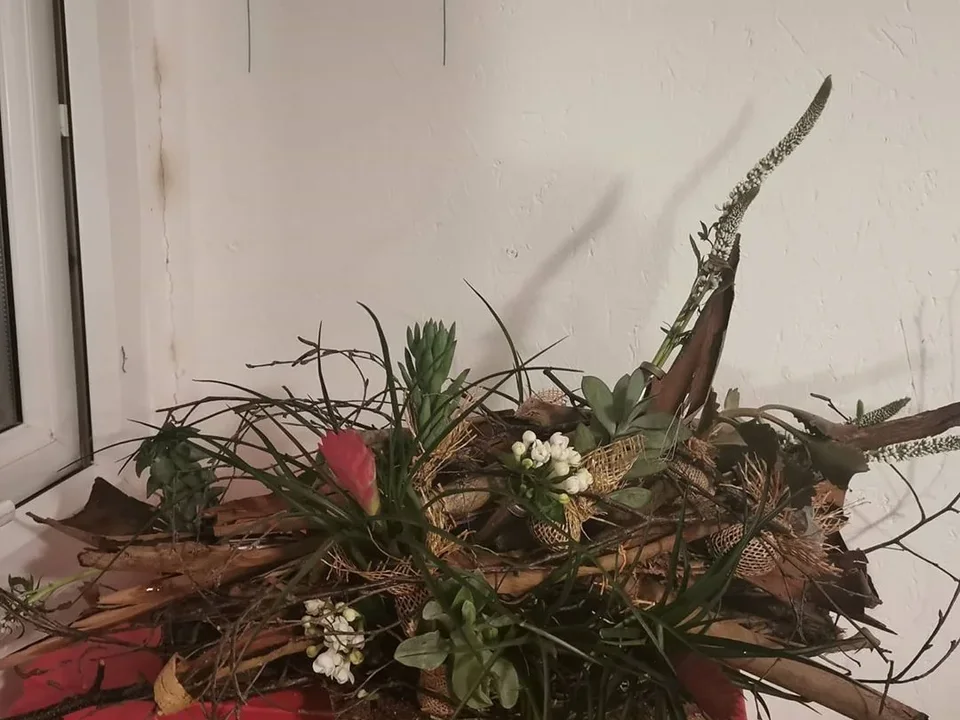 Driftwood and botanical floral sculpture
