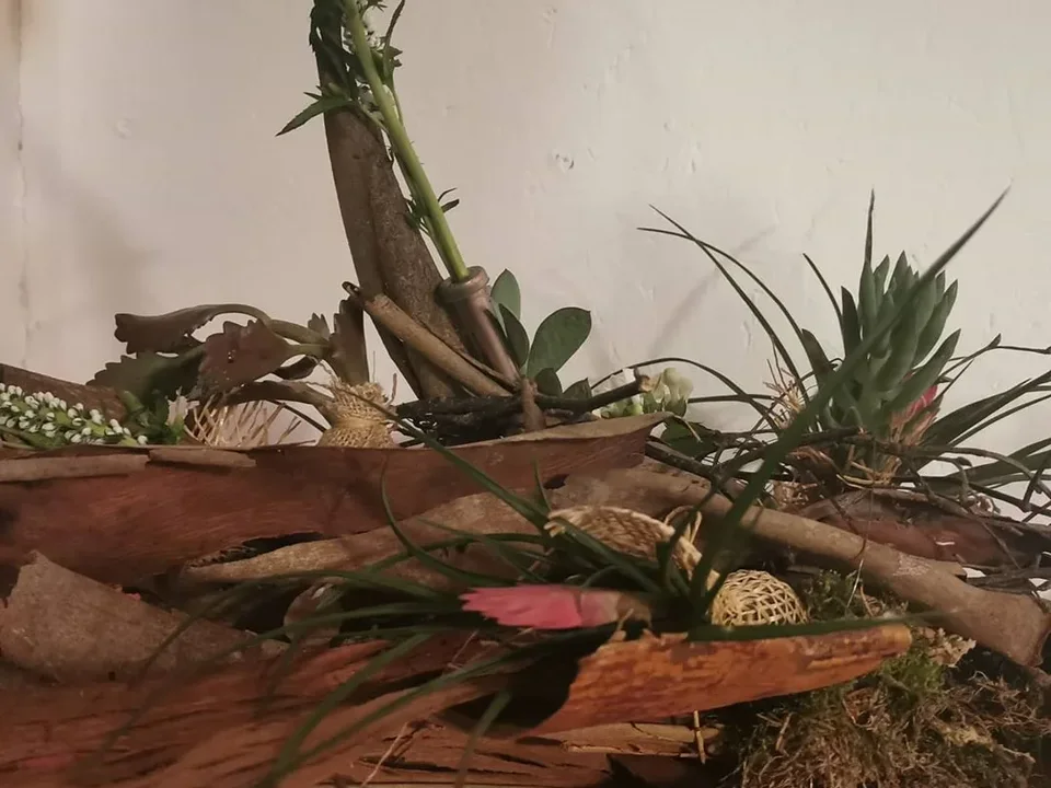 Natural bark and branch arrangement