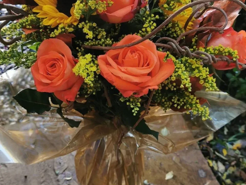 Orange rose hand-tied bouquet