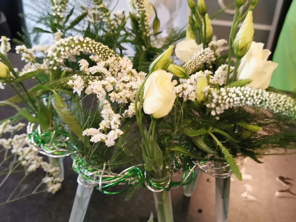 Fresh green and white hand-tied bouquet