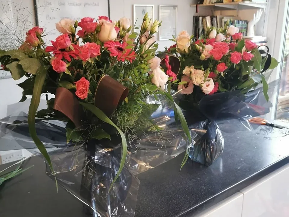 Colourful mixed flowers arranged in a vase