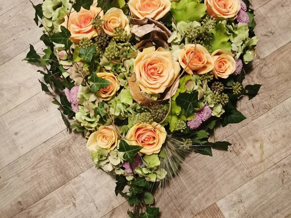 Soft peach and green heart tribute
