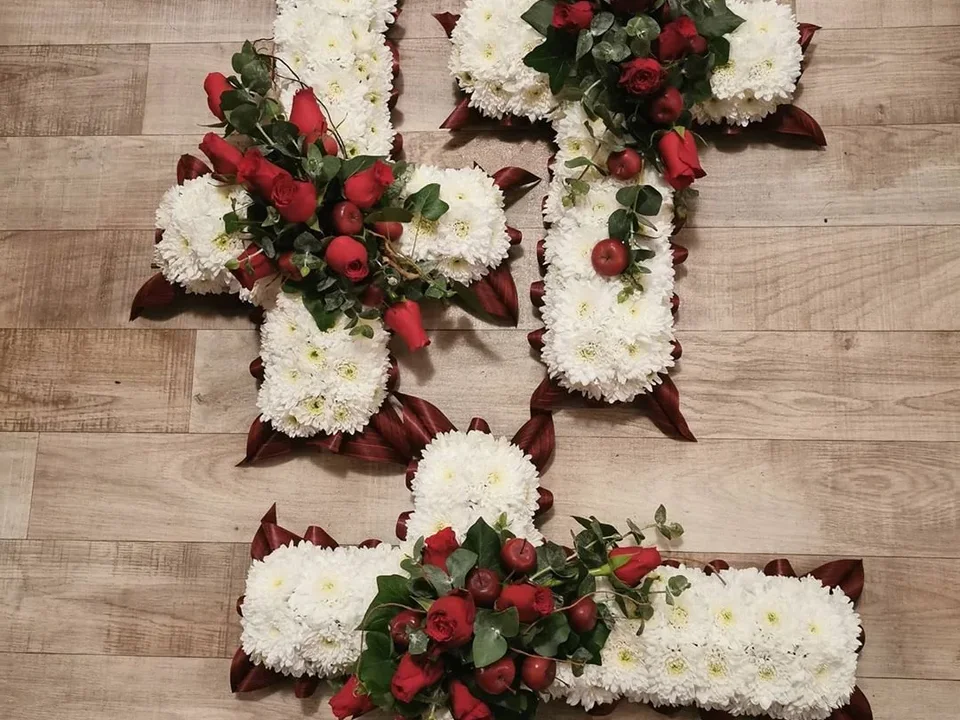 Personalised white and red floral tribute