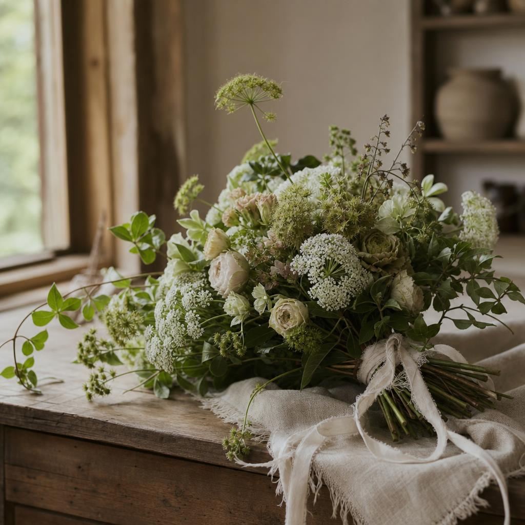 Natural floral arrangement celebrating the Flourish online floristry club